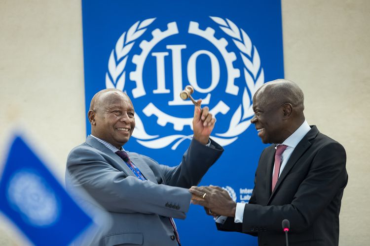 Penutupan Konferensi Perburuhan Internasional Sesi ke-113 yang diselenggarakan oleh International Labour Organization (ILO) di Jenewa, Swiss, Jumat (13/6/2025). 