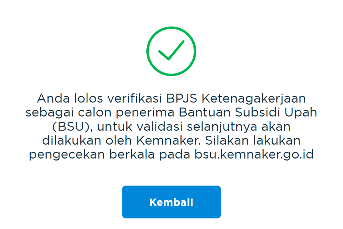 Bantuan Subsidi Upah (BSU) 2025. Tanda lolos verifikasi BSU 2025.