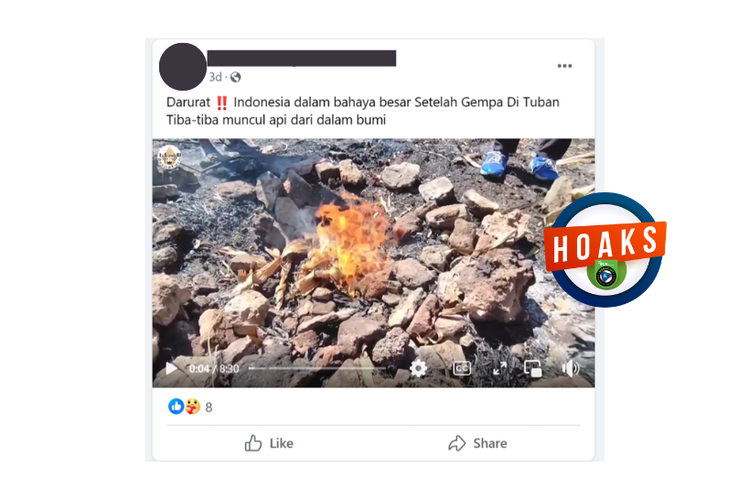 Hoaks, kobaran api dari dalam tanah muncul setelah gempa Tuban