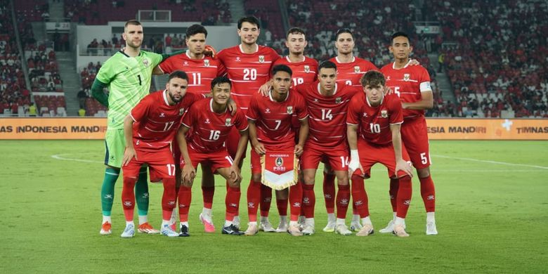 Timnas Indonesia berpose jelang laga melawan Mozambik di Stadion Utama Gelora Bung Karno. Laga Timnas Indonesia vs Mozambik berlangsung pada Selasa (9/6/2026).