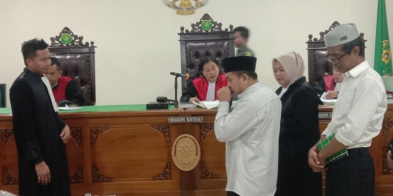 Andi Ibrahim memberikan keterangan sebagai saksi dalam sidang kasus uang palsu UIN Alauddin Makassar di pengadilan negeri Sungguminasa, Kabupaten Gowa, Sulawesi Selatan. Rabu, (18/6/2025).