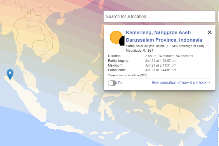 Hasil pengecekan waktu GMC di Kemerleng, Aceh, Indonesia