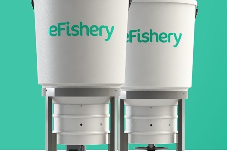 Alat pemberi pakan otomatis eFeeder dari eFishery
