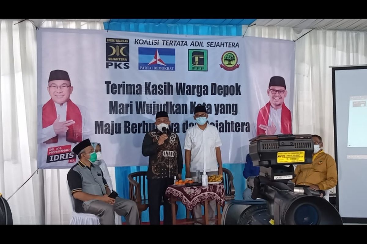 Pasangan calon wali kota Depok Mohammad Idris dan calon wakil wali kota Depok Imam Budi Hartono mengklaim ungguli Pradi-Afifiah dalam hitung cepat internal