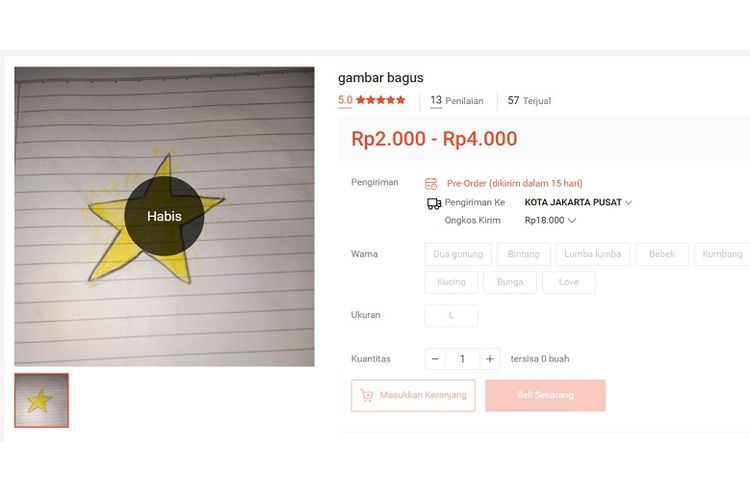 Gambar Dewa yang habis terjual