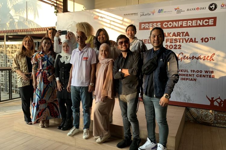 Konferensi pers pagelaran musik Jakarta Melayu Festival 2022 di kawasan Taman Impian Jaya Ancol, Jakarta Utara, Selasa (9/8/2022).