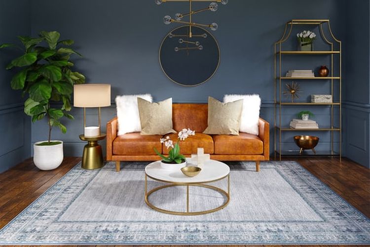 Ilustrasi ruang tamu dengan karpet