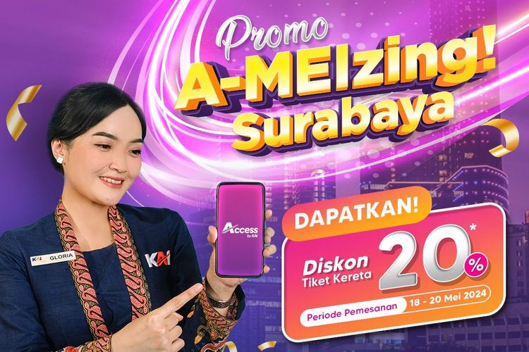 PT Kereta Api Indonesia (KAI) menggelar diskon tiket kereta api sebesar 20 persen mulai Sabtu (18/5/2024) hingga Senin (20/5/2024).