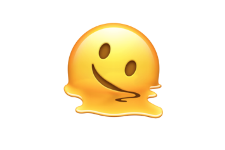 Ilustrasi emoji wajah meleleh.