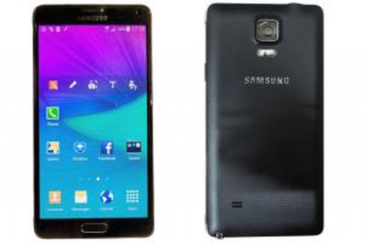 Penampang depan dan belakang Samsung Galaxy Note 4