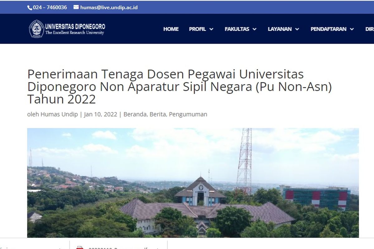 Lowongan Dosen Undip