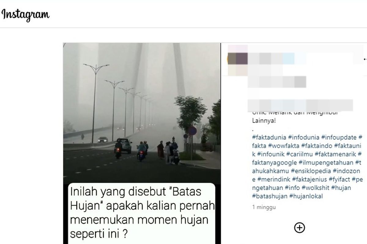 Tangkapan layar yang menampilkan batas hujan antara satu tempat dan tempat lain.
