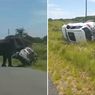 Seekor Gajah Marah Serang Mobil SUV hingga Terbalik dengan Satu Keluarga di Dalamnya
