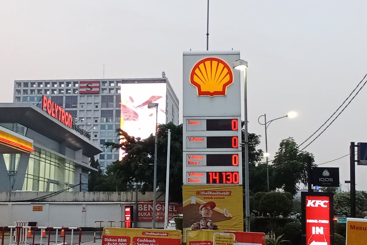 Kekosongan stok BBM di SPBU Shell di kawasan Slipi, Palmerah, Jakarta Barat