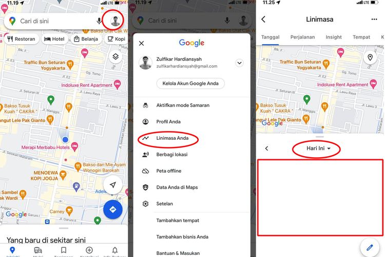 Ilustrasi cara lihat dan hapus history Google Maps di iPhone