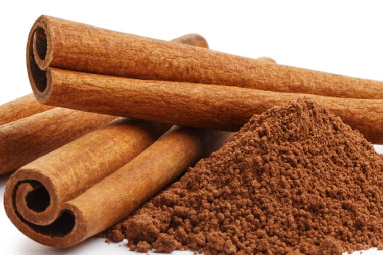 Ilustrasi kayu manis, kayu manis bubuk. 