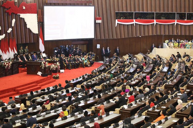 Suasana Sidang Tahunan MPR yang berlangsung pada Jumat (16/8/2019).