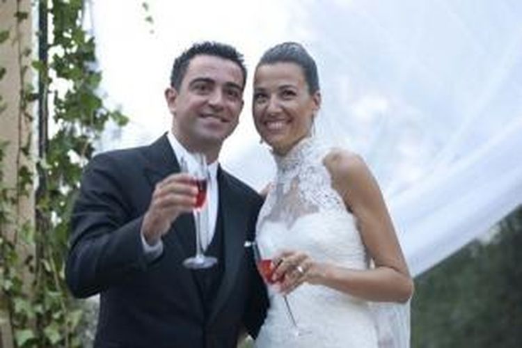 Xavi Hernandez mempersunting Nuria Cunillera di bangunan abad ke-16, Convent de Blanes di Girona, Sabtu (13/7/2013).