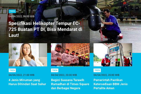 [POPULER TREN] Spesifikasi Helikopter Tempur TNI AU | Syarat Mudik Lebaran 2022