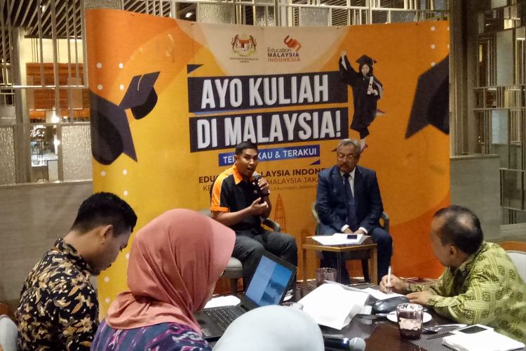 Jumpa pers acara pameran pendidikan Ayo Kuliah di Malaysia di Jakarta, Selasa (12/11/2019).