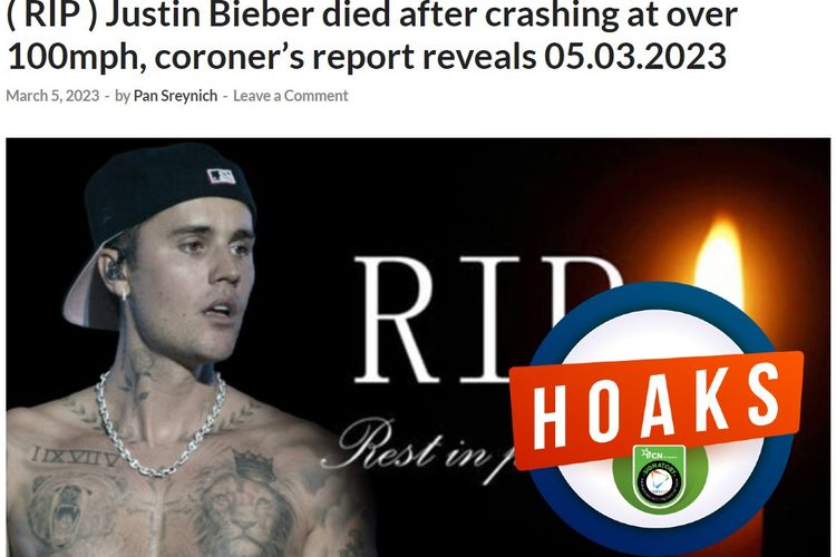 Hoaks, penyanyi Justin Bieber meninggal dunia