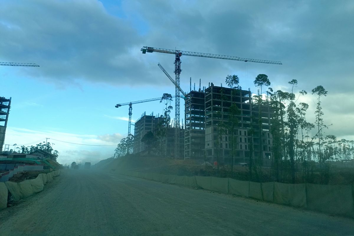 Proyek Rumah Susun (Rusun) ASN/TNI/Polri di Ibu Kota Nusantara (IKN), Sabtu (23/3/2024).