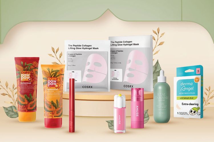 Ilustrasi rangkaian skincare agar kulit tetap terhidrasi saat puasa