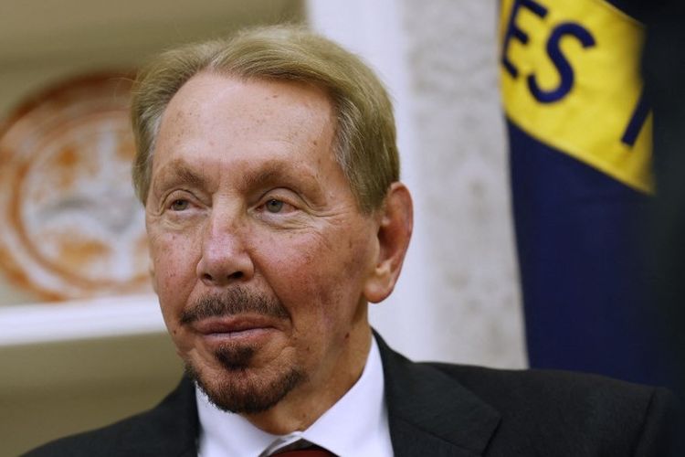 Co-Founder, CTO, dan Executive Chairman Oracle, Larry Ellison ketika berada di White House di Washington DC, Amerika Serikat, pada Senin (3/2/2025).