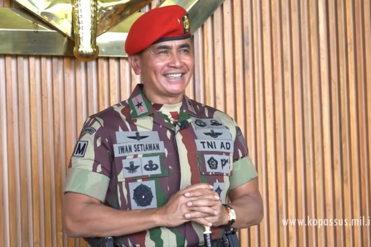 Komandan Jenderal Komando Pasukan Khusus (Danjen Kopassus) Brigadir Jenderal TNI Iwan Setiawan dalam video di Youtube Info Kopassus pada Sabtu (16/4/2022). 