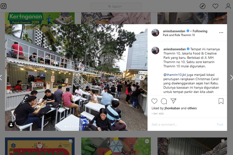 Gubernur DKI Jakarta Anies Baswedan mengunggah foto kawasan kuliner baru di Jakarta Pusat bernama Thamrin 10, tepatnya terletak di Jalan M.H Thamrin. 