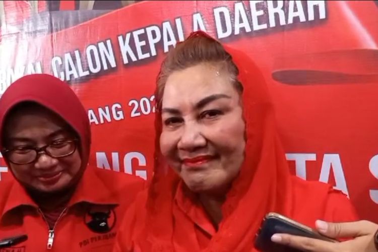 Wali Kota Semarang, Hevearita Gunaryanti Rahayu di DPC PDI-P Kota Semarang, Jawa Tengah. Sabtu (11/5/2024). 