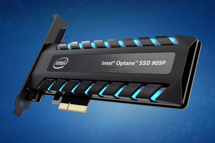 Ilustrasi drive Intel Optane SSD 905P untuk desktop