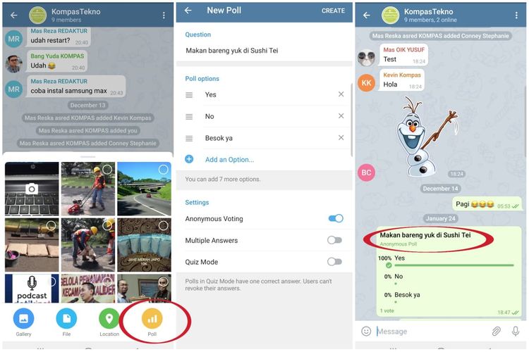 Fitur Polling Telegram Diperbarui, Punya 3 Mode