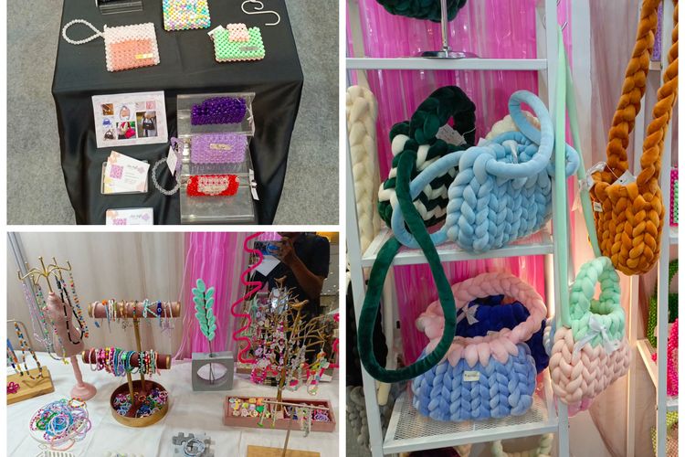 Produk Aca Craft By Abella pada pameran INACRAFT di Jakarta pada Kamis (5/10/2023).