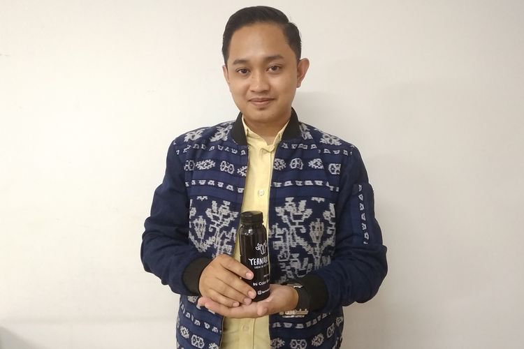 CEO dan Co-Founder PT Sang Khadir Indonesia, Ansari Kadir saat berbagi kisah dalam merintis bisnis Sang Pisang bersama Kaesang di Gedung Redaksi Kompas Gramedia Jakarta, Selasa (20/8/2019).