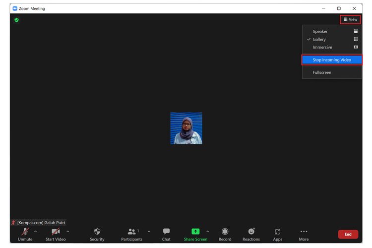 Cara blokir tampilan video peserta rapat lain lewat aplikasi Zoom desktop.