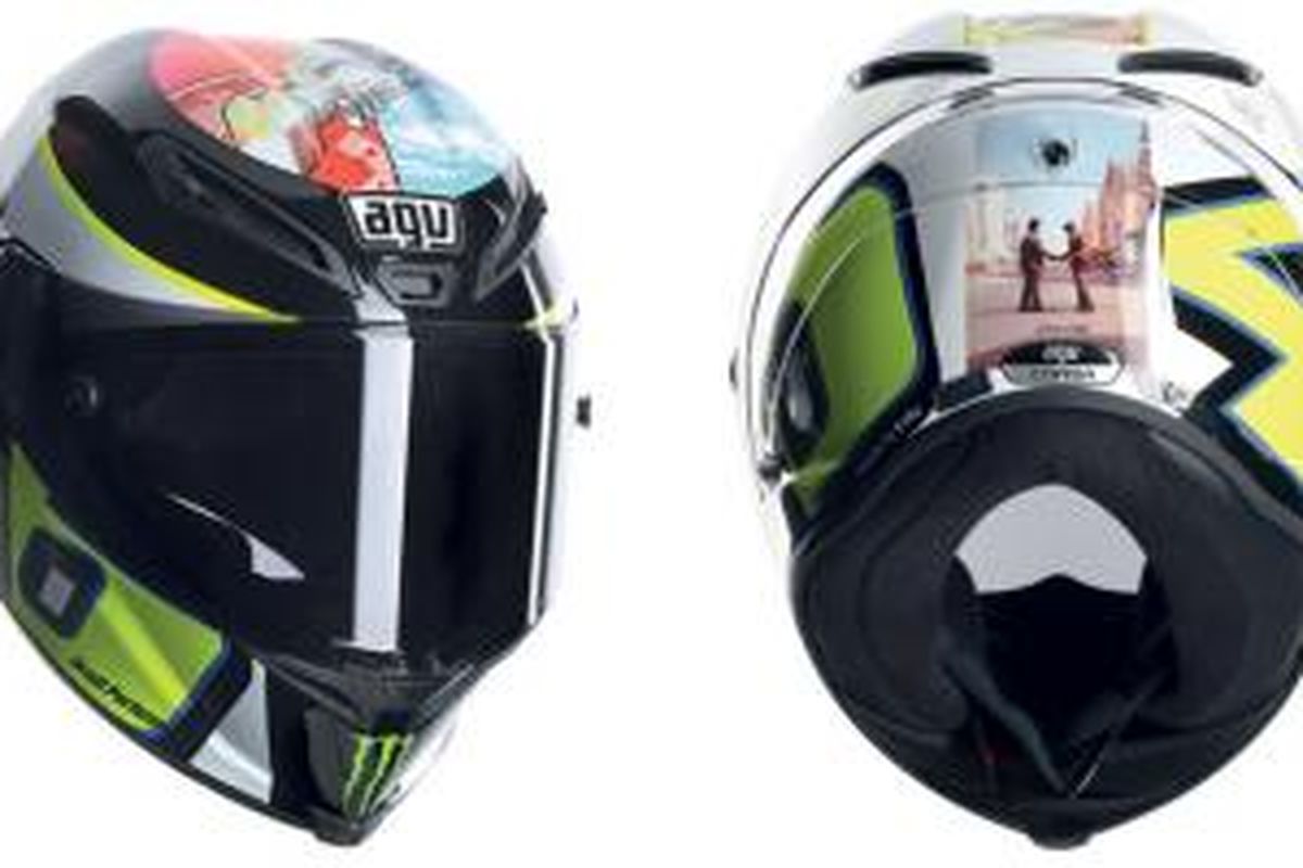 Helm AGV Corsa bertema Pink Floyd milik Valentino Rossi dijadikan replika dan dijual terbatas.