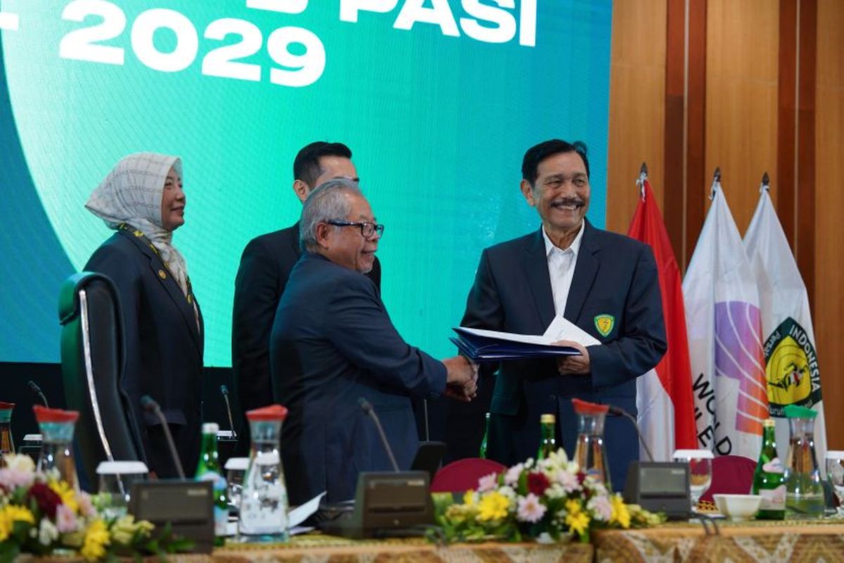 Ketum PB PASI Luhut Binsar Pandjaitan dalam kongres di Solo, Jawa Tengah, Sabtu (30/8/2025).