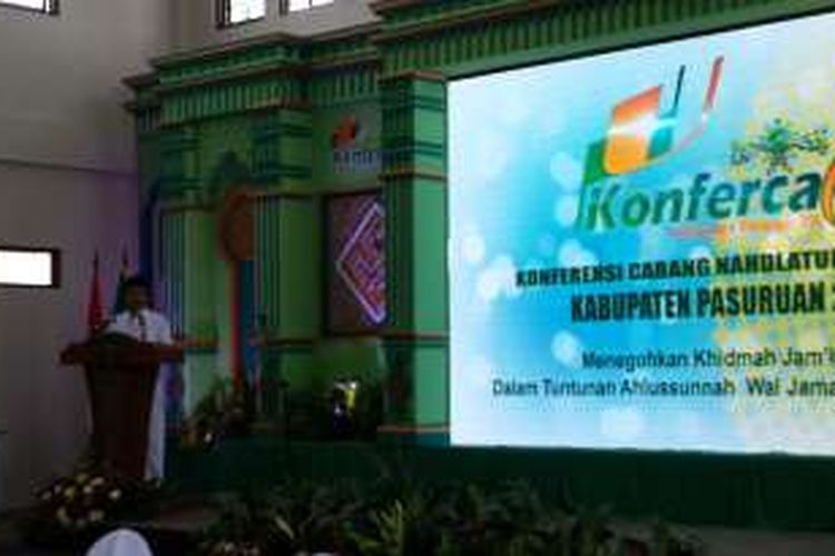 Ketua PBNU yang juga Waki Gubernur Jawa Timur, Syaifullah Yusuf saat menghadiri pembukan konferensi cabang NU Kabupaten Pasuruan, Sabtu (23/4/2016)