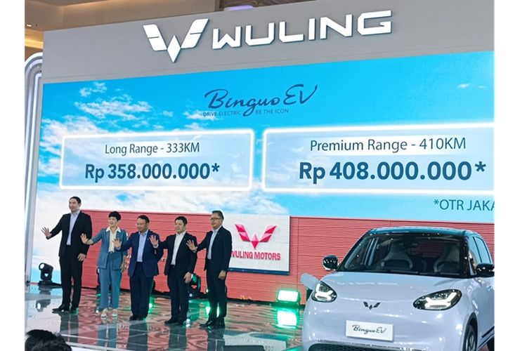 Wuling BinguoEV diniagakan dengan harga Rp 358 juta untuk Long Range dan Rp 408 juta untuk Premium Range (OTR Jakarta).