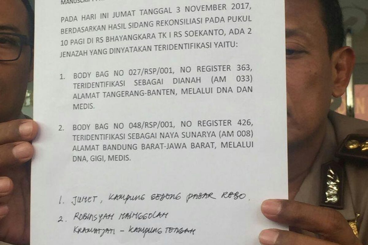 Tim DVI umumkan 2 jenazah korban ledakan pabrik kembang api 