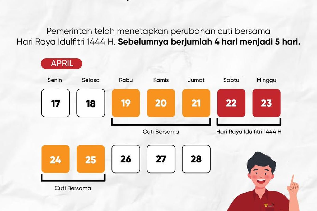 Jadwal cuti bersama Lebaran tahun ini.