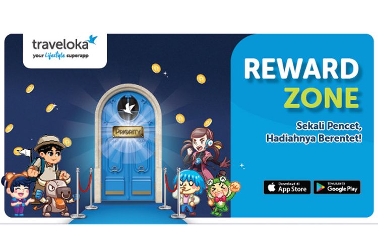 Reward Zone merupakan fitur terbaru dari Traveloka yang memungkinkan pengguna untuk mengumpulkan Traveloka Points dan menukarnya dengan hadiah menarik.