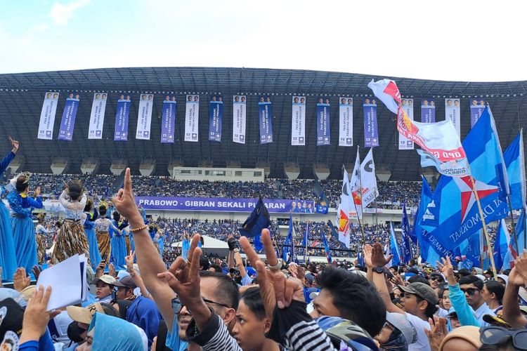 Kampanye akbar Prabowo-Gibran di Stadion Gelora Bandung Lautan Api (GBLA), Bandung, Jawa Barat (Jabar), Kamis (8/2/2024).
