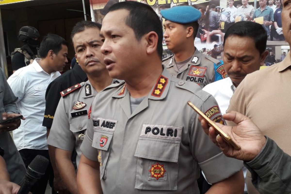 Kapolres Metro Jakarta Utara Kombes Reza Arief Dewanto dalam konferensi pers di Mapolres Metro Jakarta Utara, Rabu (11/7/2018).