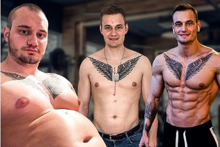 Andre Patris berhasil membuat tubuhnya yang besar dengan perut buncit menjadi terlihat lebih indah dan berotot.