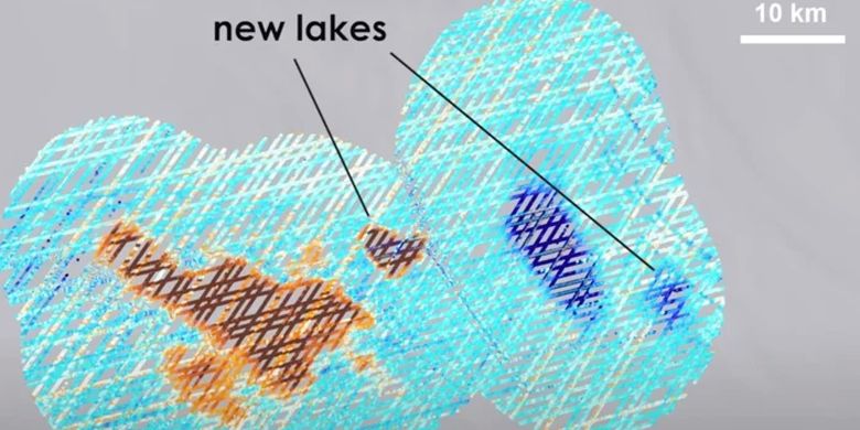 Danau baru tersembunyi di bawah es Antartika. Ada dua danau baru yang ditemukan, berdasarkan analisis pencitraan satelit NASA dan ESA.