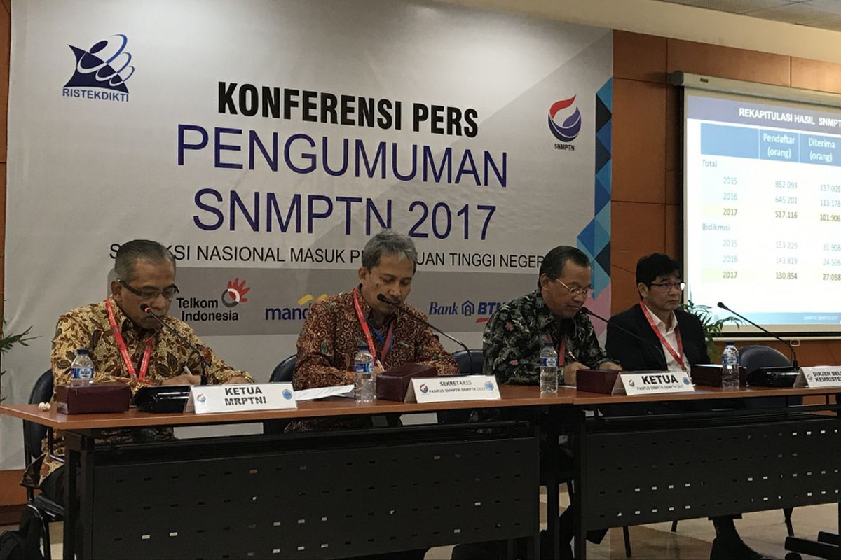 Konferensi pers pengumuman SNMPTN 2017. Pengumuman resmi akan dilaksanakan pada Rabu (26/4/2017) pukul 14.00.