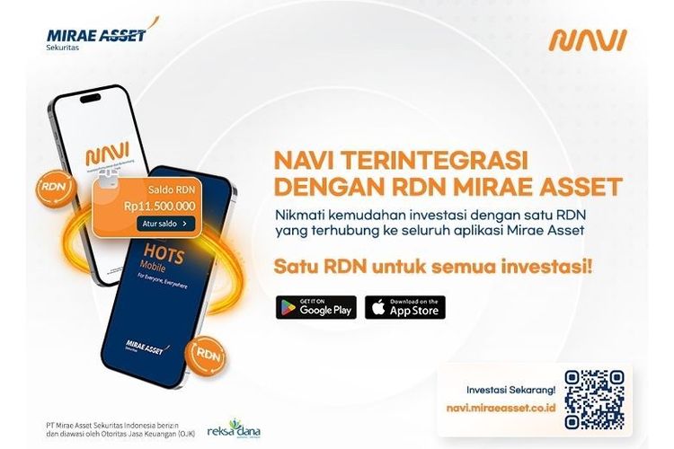 Platform NAVI dari Mirae Asset Sekuritas Indonesia terintegrasi dengan RDN, memudahkan investor mengakses berbagai produk investasi dalam satu aplikasi.