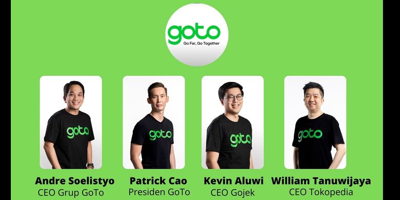 (ki-ka) Andre Soelistyo menjabat sebagai CEO Grup GoTo, Patrick Cao sebagai Presiden GoTo, Kevin Aluwi tetap menjabat CEO Gojek begitu pula dengan William Tanuwijaya yang tetap menjabat sebagai CEO Tokopedia.